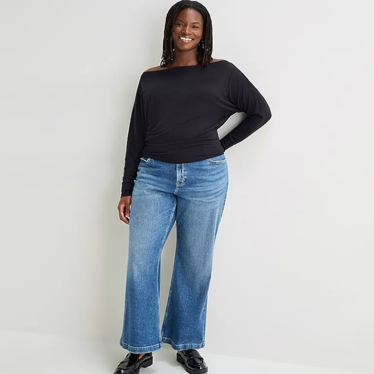 Arizona Curvy Womens Juniors Plus High Rise Bootcut Jean