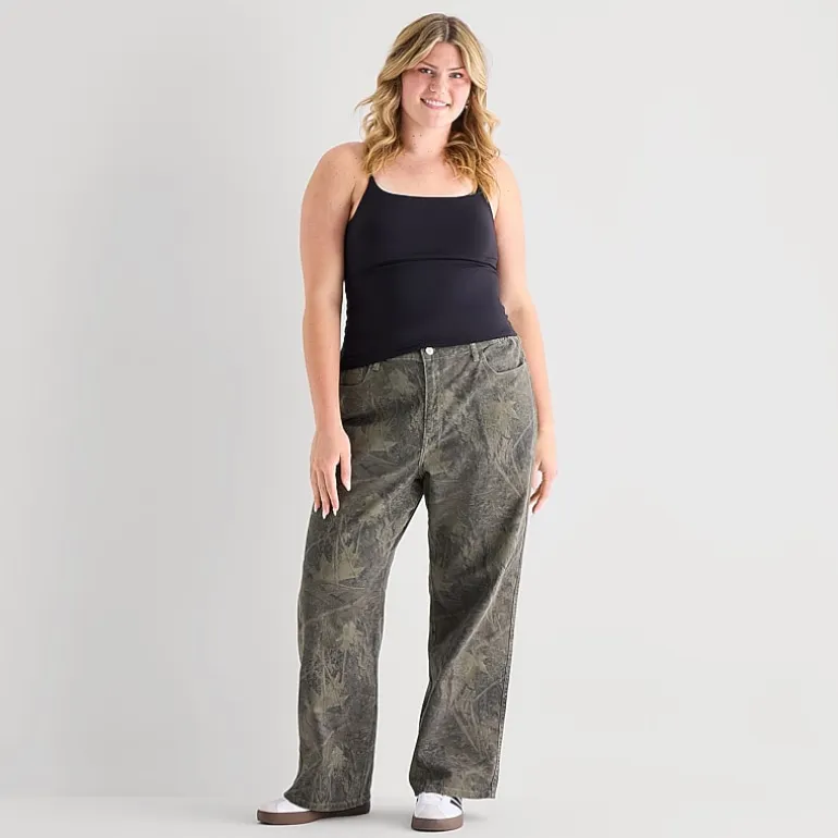 Arizona Curvy Womens Juniors Plus Low Rise Straight Leg Jean