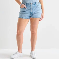 Arizona Curvy Womens 2 1/2" Mid Rise Juniors Plus Denim Short
