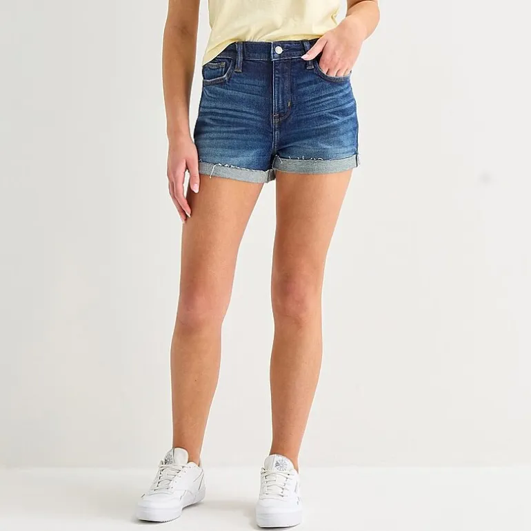 Arizona Curvy Womens 2 1/2" Mid Rise Juniors Denim Short