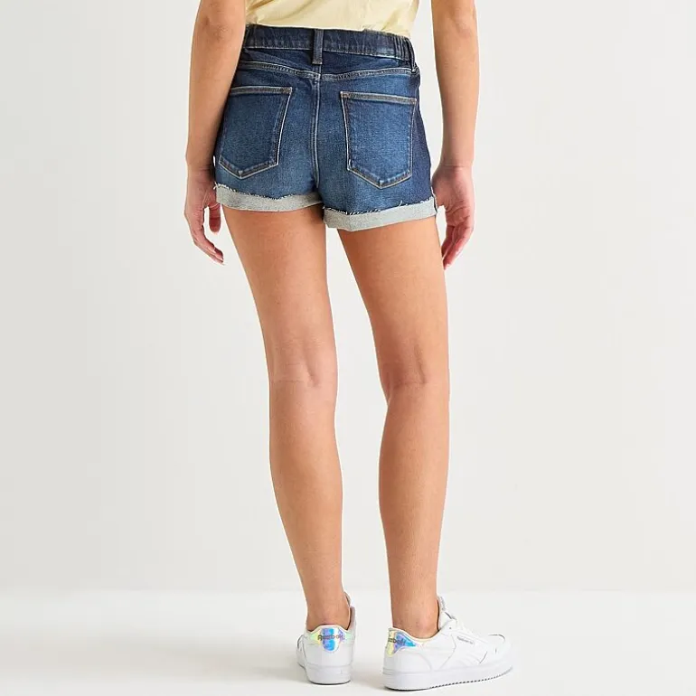 Arizona Curvy Womens 2 1/2" Mid Rise Juniors Denim Short
