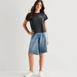 Arizona Curvy Womens 12" Mid Rise Juniors Denim Short