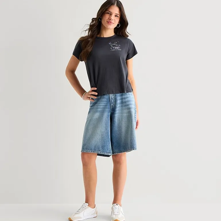 Arizona Curvy Womens 12" Mid Rise Juniors Denim Short
