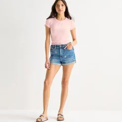 Arizona Curvy Womens 2 1/2" Mid Rise Juniors Denim Short