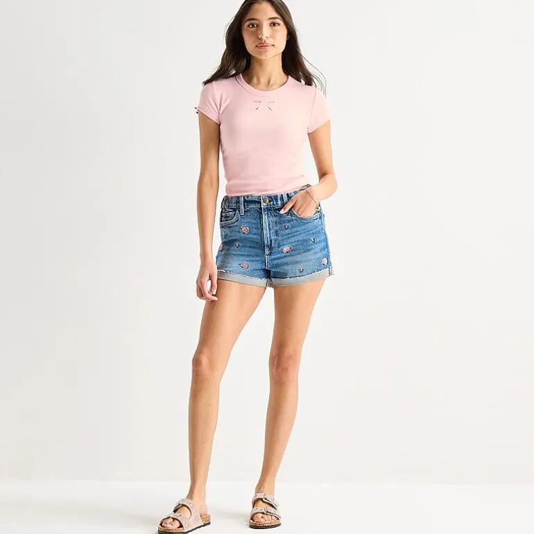 Arizona Curvy Womens 2 1/2" Mid Rise Juniors Denim Short