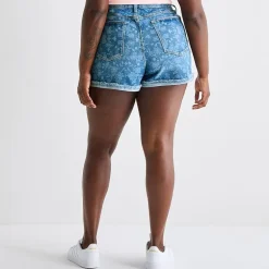 Arizona Curvy Womens 4" Mid Rise Juniors Plus Denim Short
