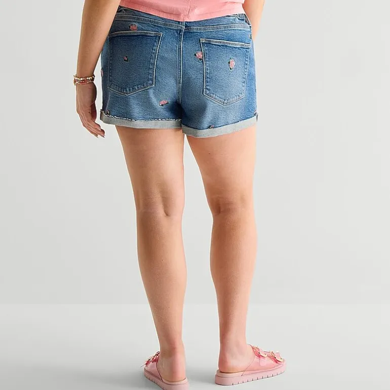 Arizona Curvy Womens 4" Mid Rise Juniors Plus Denim Short