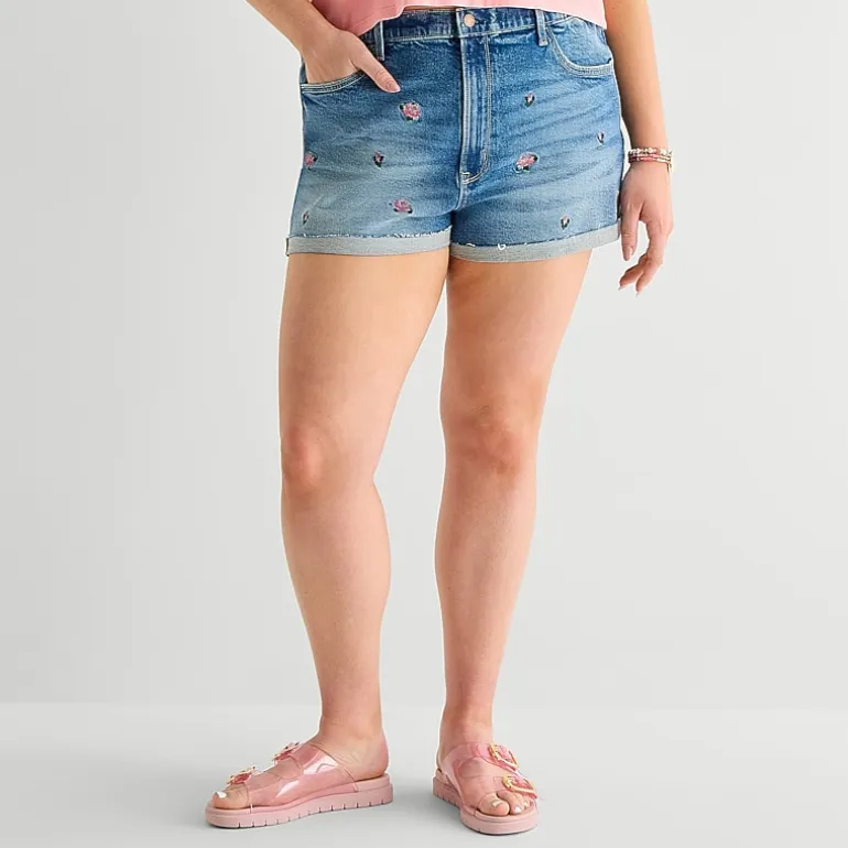Arizona Curvy Womens 4" Mid Rise Juniors Plus Denim Short