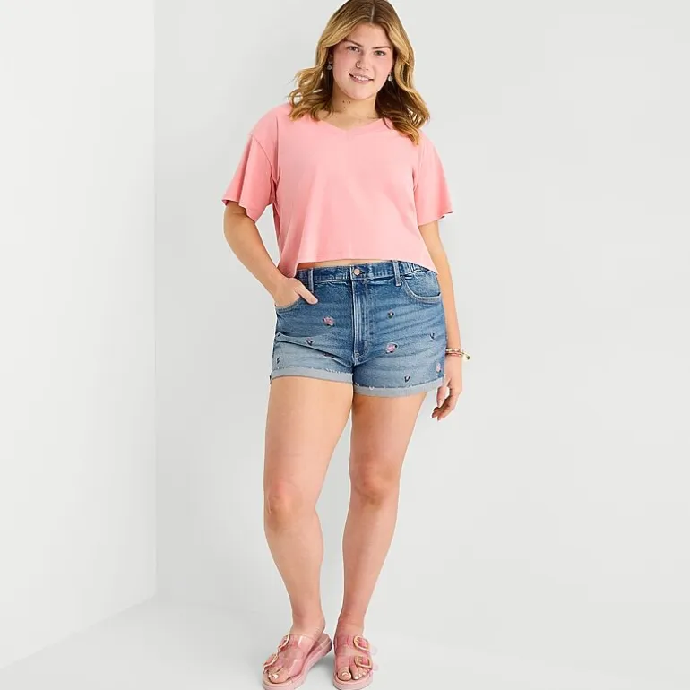 Arizona Curvy Womens 4" Mid Rise Juniors Plus Denim Short