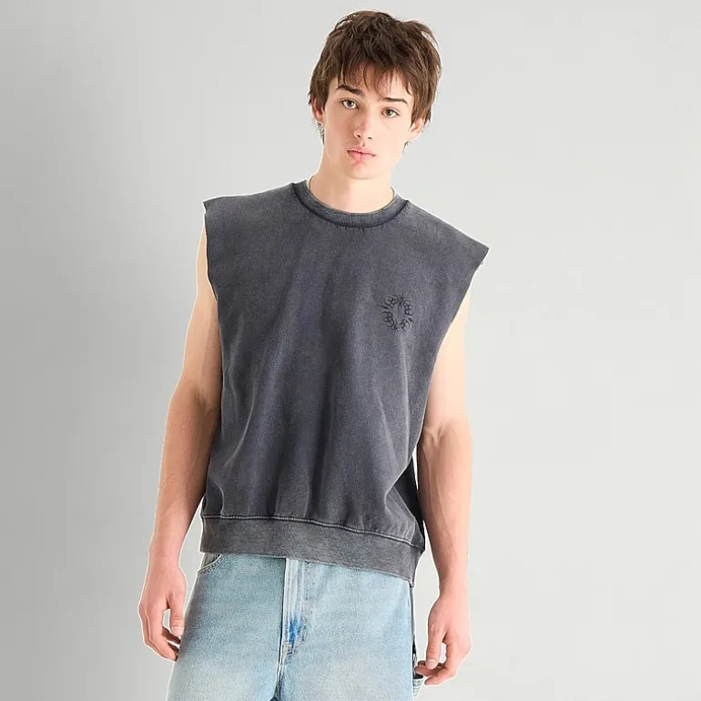 Arizona Mens Crew Neck Fleece Sleeveless Tank Top