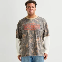 Arizona Mens Crew Neck Long Sleeve Big and Tall Twofer Graphic Shirt