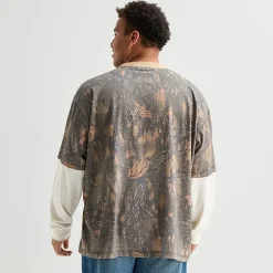 Arizona Mens Crew Neck Long Sleeve Big and Tall Twofer Graphic Shirt