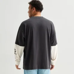 Arizona Mens Crew Neck Long Sleeve Big and Tall Twofer Graphic Shirt