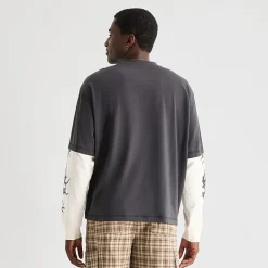 Arizona Mens Crew Neck Long Sleeve Twofer Graphic Shirt