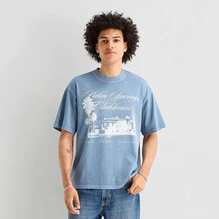 Arizona Mens Crew Neck Short Sleeve Boxy Fit Graphic T-Shirt
