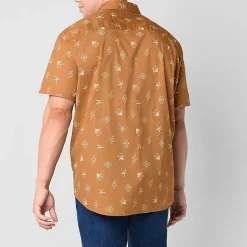 Arizona Mens Easy-on + Easy-off Short Sleeve Regular Fit Big and Tall Button-Down Shirt