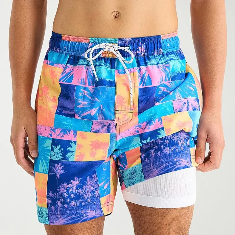 Arizona Mens 6 1/2" Patchwork Swim Trunks