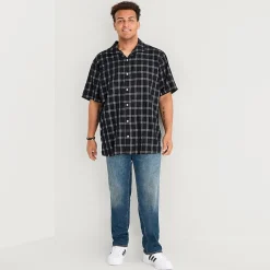 Arizona Mens Short Sleeve Boxy Fit Big and Tall Button-Down Shirt