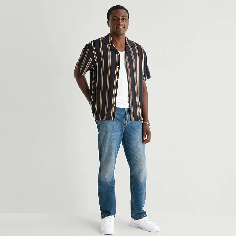Arizona Mens Short Sleeve Boxy Fit Button-Down Shirt