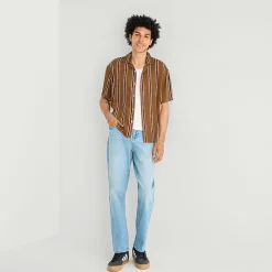 Arizona Mens Short Sleeve Boxy Fit Button-Down Shirt