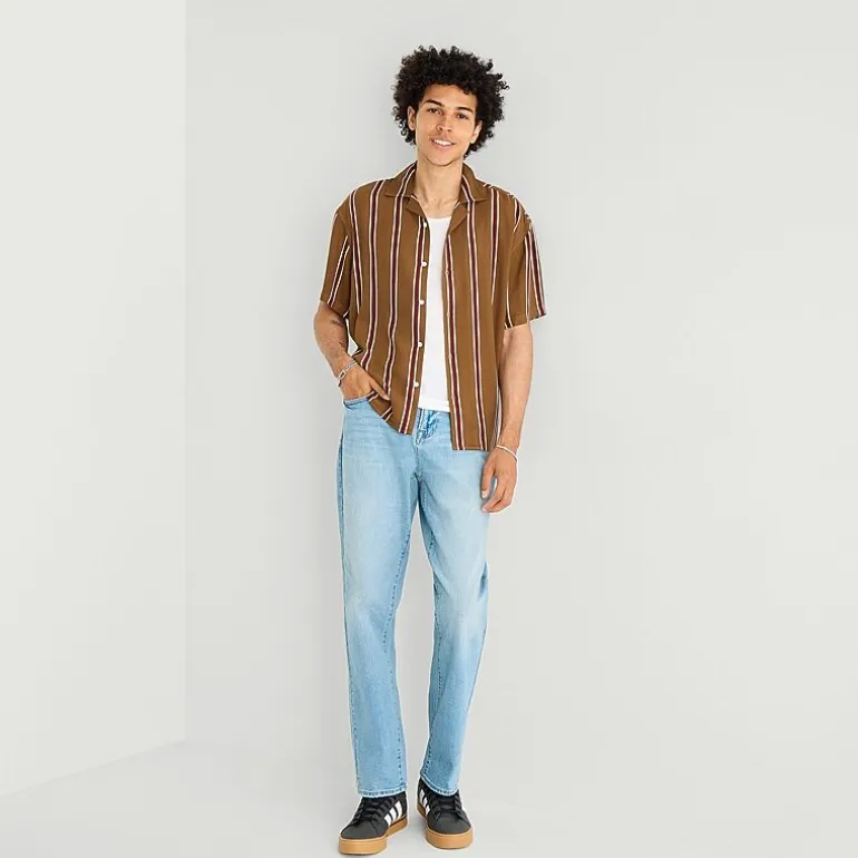 Arizona Mens Short Sleeve Boxy Fit Button-Down Shirt
