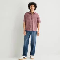 Arizona Mens Short Sleeve Boxy Fit Button-Down Shirt