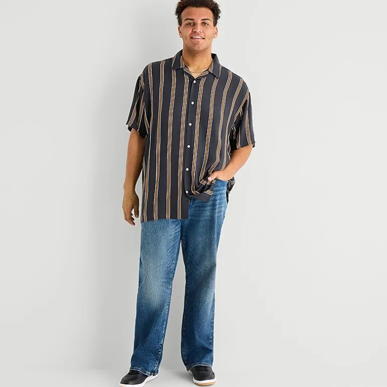 Arizona Mens Short Sleeve Boxy Fit Big and Tall Button-Down Shirt