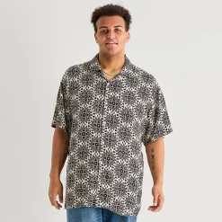 Arizona Mens Short Sleeve Boxy Fit Big and Tall Button-Down Shirt