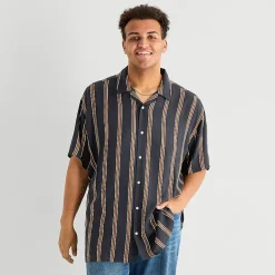 Arizona Mens Short Sleeve Boxy Fit Big and Tall Button-Down Shirt