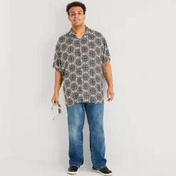 Arizona Mens Short Sleeve Boxy Fit Big and Tall Button-Down Shirt