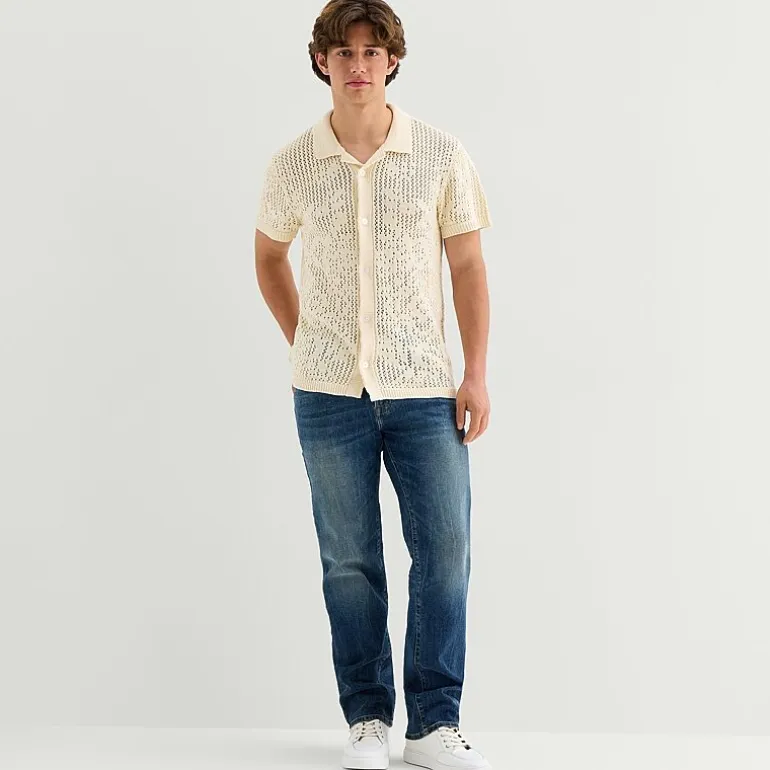 Arizona Mens Short Sleeve Button Polo Sweater