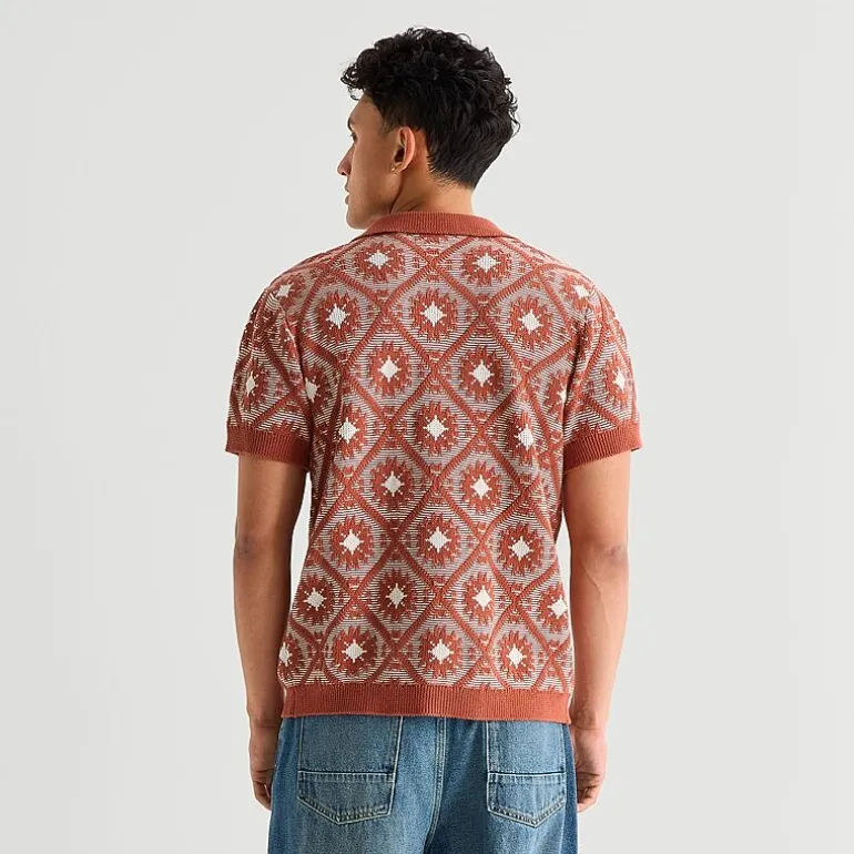 Arizona Mens Short Sleeve Button Polo Sweater