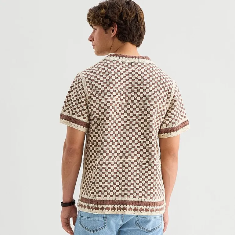 Arizona Mens Short Sleeve Button Polo Sweater