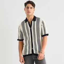 Arizona Mens Short Sleeve Button Polo Sweater