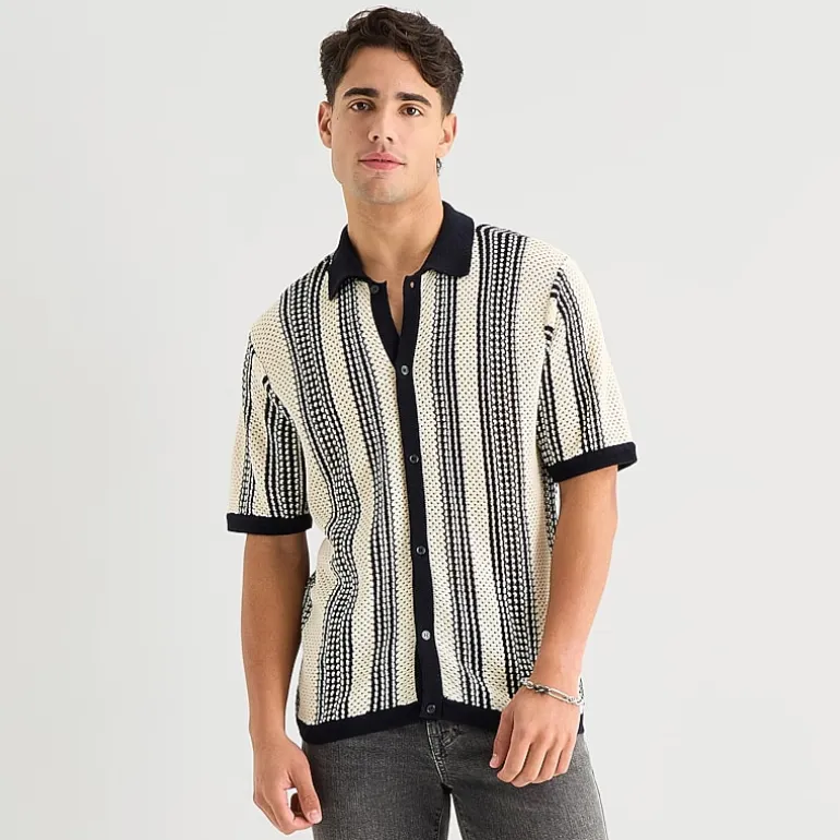 Arizona Mens Short Sleeve Button Polo Sweater