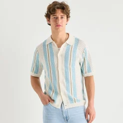 Arizona Mens Short Sleeve Button Polo Sweater