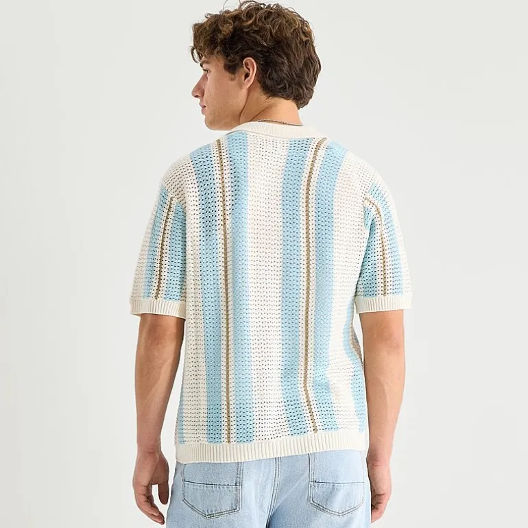 Arizona Mens Short Sleeve Button Polo Sweater