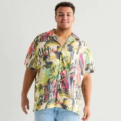 Arizona Mens Short Sleeve Classic Fit Big and Tall Button-Down Shirt