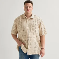 Arizona Mens Short Sleeve Classic Fit Big and Tall Button-Down Shirt