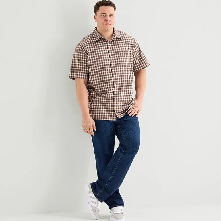 Arizona Mens Short Sleeve Classic Fit Big and Tall Button-Down Shirt