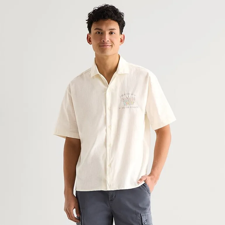 Arizona Mens Short Sleeve Regular Fit Button-Down Shirt