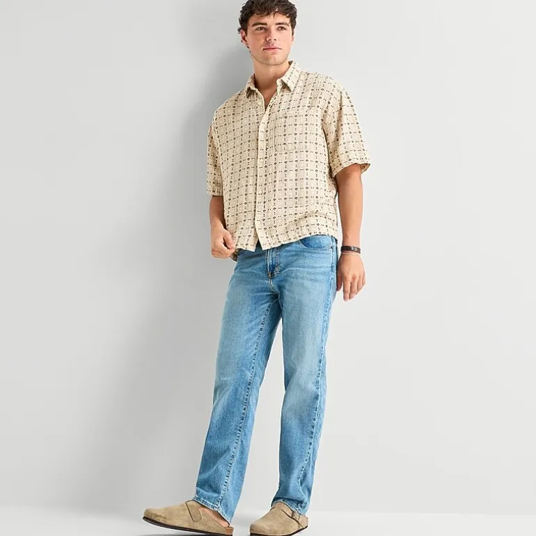 Arizona Mens Short Sleeve Regular Fit Button-Down Shirt