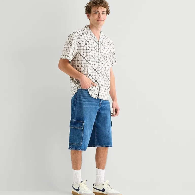 Arizona Mens Short Sleeve Relaxed Fit Button-Down Shirt