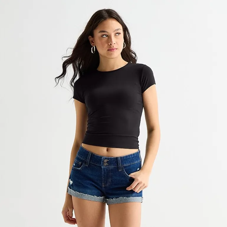 Arizona So Smooth Womens Juniors Round Neck Short Sleeve T-Shirt