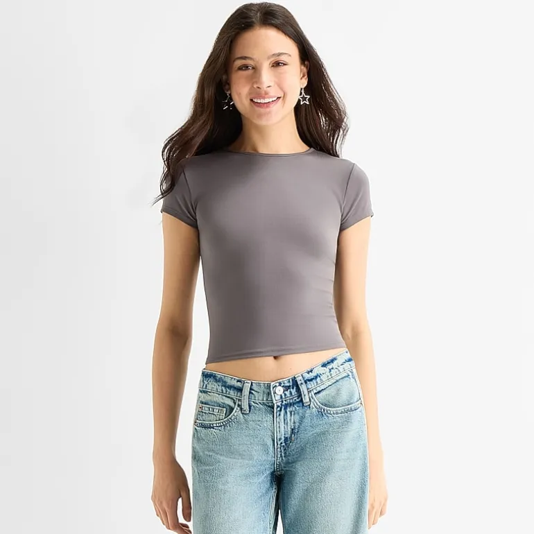 Arizona So Smooth Womens Juniors Round Neck Short Sleeve T-Shirt