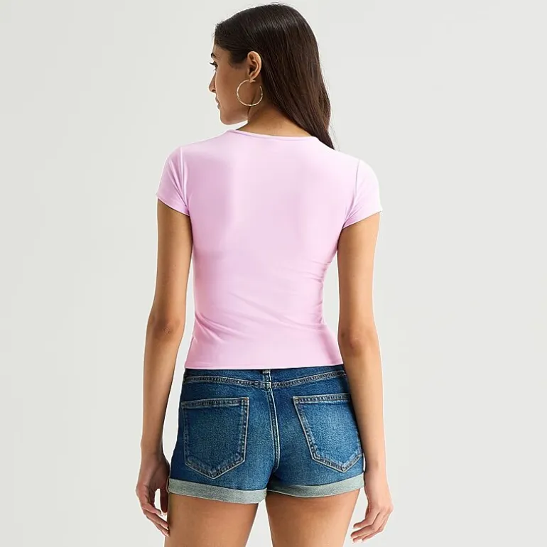 Arizona So Smooth Womens Juniors Round Neck Short Sleeve T-Shirt