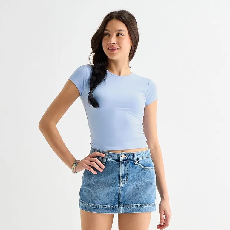 Arizona So Smooth Womens Juniors Round Neck Short Sleeve T-Shirt