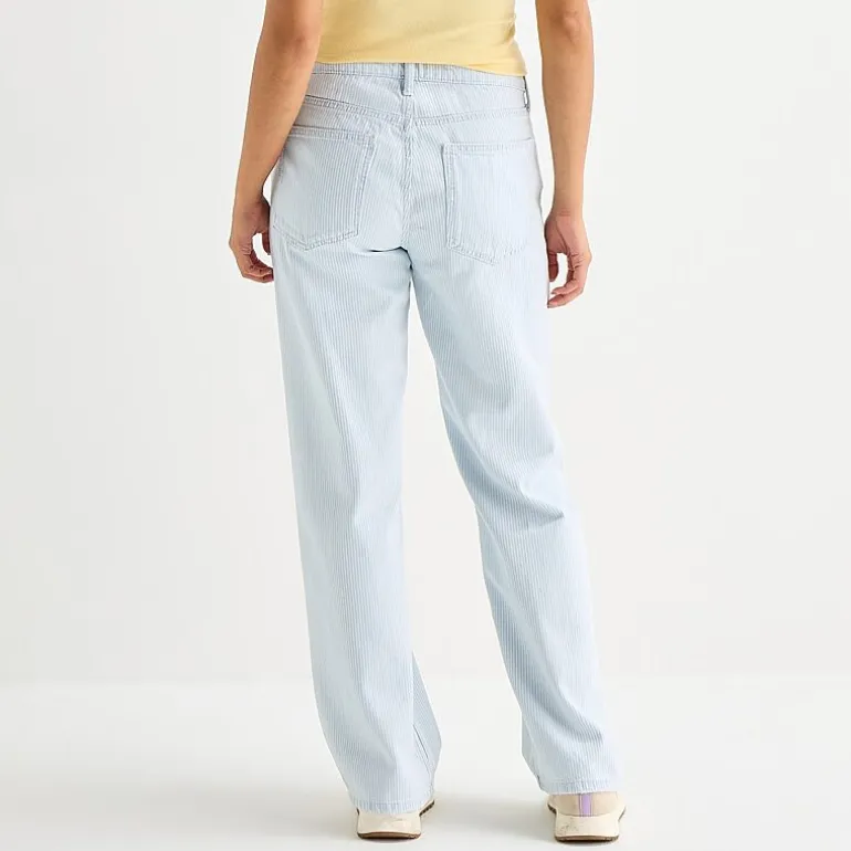 Arizona Striped Womens Juniors Low Rise Straight Leg Jean