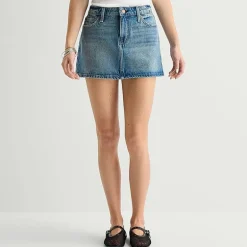 Arizona Supergirl Womens Juniors Mid Rise Denim Skirt