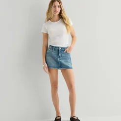 Arizona Supergirl Womens Juniors Mid Rise Denim Skirt